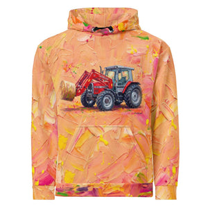 Furrow & Fields Hoodie Massey Ferguson 3070 Autotronic Splash Art | All-Over Print Hoodie Quality Farmers Merch