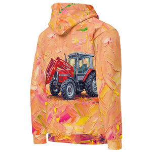Furrow & Fields Hoodie Massey Ferguson 3070 Autotronic Splash Art | All-Over Print Hoodie Quality Farmers Merch