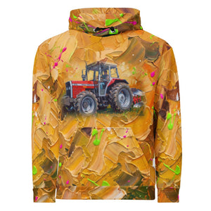 Furrow & Fields Hoodie Massey Ferguson 375 Splash Art | All-Over Print Hoodie Quality Farmers Merch