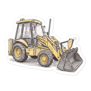 Furrow & Fields JCB 3CX Sitemaster Plus Pencil Sketch | Bubble-free stickers Quality Farmers Merch