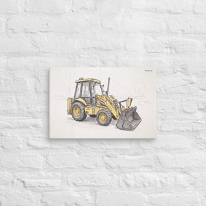 Furrow & Fields JCB 3CX Sitemaster Plus Pencil Sketch | Canvas Quality Farmers Merch