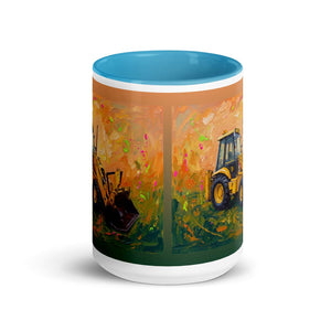 Furrow & Fields JCB 3CX Sitemaster Plus Splash Art | 15 oz Mug with Color Inside Quality Farmers Merch