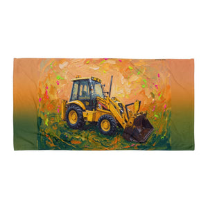 Furrow & Fields JCB 3CX Sitemaster Plus Splash Art | Beach Towel Quality Farmers Merch