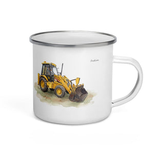 Furrow & Fields JCB 3CX Sitemaster Plus Watercolor | Enamel Mug Quality Farmers Merch