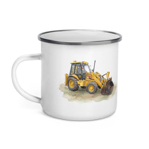 Furrow & Fields JCB 3CX Sitemaster Plus Watercolor | Enamel Mug Quality Farmers Merch