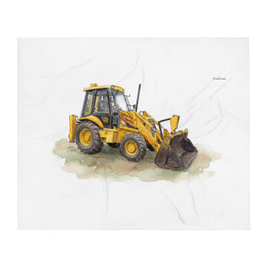 Furrow & Fields JCB 3CX Sitemaster Plus Watercolor | Throw Blanket Quality Farmers Merch