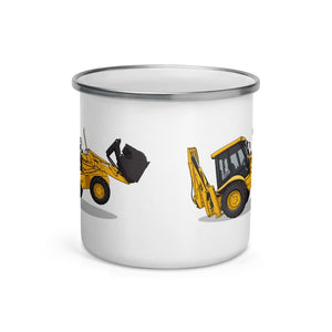 Furrow & Fields JCB 3CX Sitemaster SRS Illustration | Enamel Mug Quality Farmers Merch