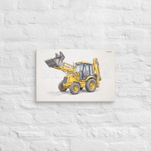 Furrow & Fields JCB 3CX Sitemaster SRS Pencil Sketch | Canvas Quality Farmers Merch