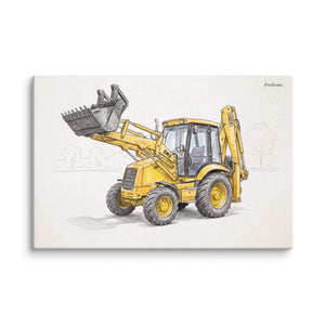 Furrow & Fields JCB 3CX Sitemaster SRS Pencil Sketch | Canvas Quality Farmers Merch