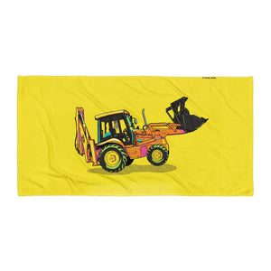 Furrow & Fields JCB 3CX Sitemaster SRS Pop Art | Beach Towel Quality Farmers Merch