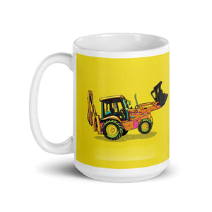 Furrow & Fields JCB 3CX Sitemaster SRS Pop Art | White Glossy Mug Quality Farmers Merch