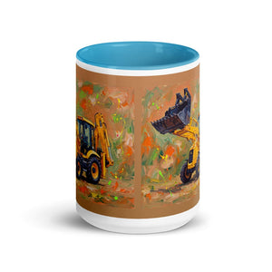 Furrow & Fields JCB 3CX Sitemaster SRS Splash Art | 15 oz Mug with Color Inside Quality Farmers Merch