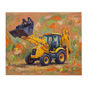 Furrow & Fields JCB 3CX Sitemaster SRS Splash Art | Throw Blanket Quality Farmers Merch