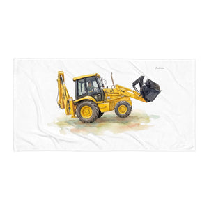 Furrow & Fields JCB 3CX Sitemaster SRS Watercolor | Beach Towel Quality Farmers Merch