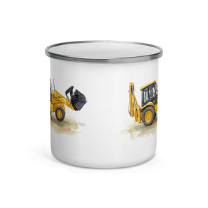 Furrow & Fields JCB 3CX Sitemaster SRS Watercolor | Enamel Mug Quality Farmers Merch