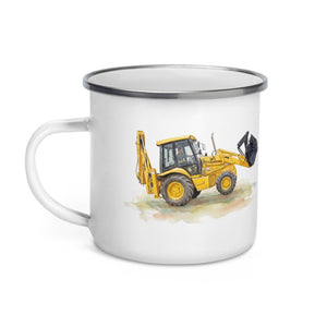 Furrow & Fields JCB 3CX Sitemaster SRS Watercolor | Enamel Mug Quality Farmers Merch