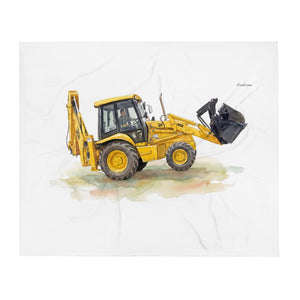 Furrow & Fields JCB 3CX Sitemaster SRS Watercolor | Throw Blanket Quality Farmers Merch