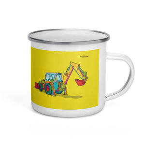 Furrow & Fields JCB 4D II Pop Art | Enamel Mug Quality Farmers Merch