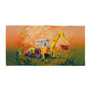 Furrow & Fields JCB 4D II Splash Art | Beach Towel Quality Farmers Merch
