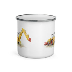 Furrow & Fields JCB 4D II Watercolor | Enamel Mug Quality Farmers Merch