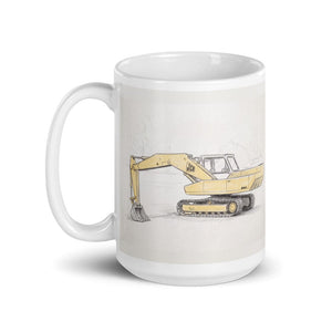 Furrow & Fields JCB 806 Pencil Sketch | White Glossy Mug Quality Farmers Merch
