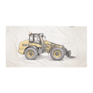 Furrow & Fields JCB TM420 Pencil Sketch | Beach Towel Quality Farmers Merch