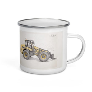 Furrow & Fields JCB TM420 Pencil Sketch | Enamel Mug Quality Farmers Merch