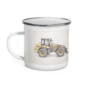 Furrow & Fields JCB TM420 Pencil Sketch | Enamel Mug Quality Farmers Merch
