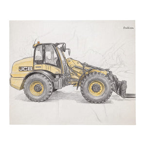 Furrow & Fields JCB TM420 Pencil Sketch | Throw Blanket Quality Farmers Merch
