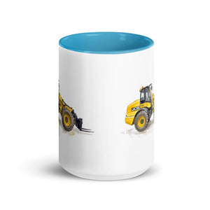 Furrow & Fields JCB TM420 Watercolor | 15 oz Mug with Color Inside Quality Farmers Merch