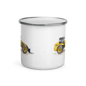 Furrow & Fields JCB TM420 Watercolor | Enamel Mug Quality Farmers Merch