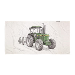 Furrow & Fields John Deere 4350 Pencil Sketch | Beach Towel Quality Farmers Merch