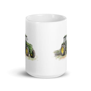 Furrow & Fields John Deere 4955 Watercolor | White Glossy Mug Quality Farmers Merch