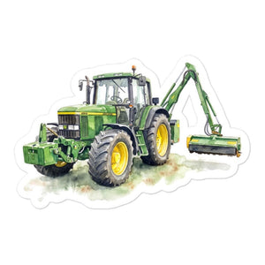 Furrow & Fields John Deere 6910 with Hedge Cutter Watercolor | Bubble-free stickers Quality Farmers Merch