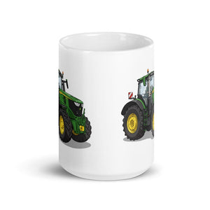 Furrow & Fields John Deere 6R 250 | White Glossy Mug Quality Farmers Merch