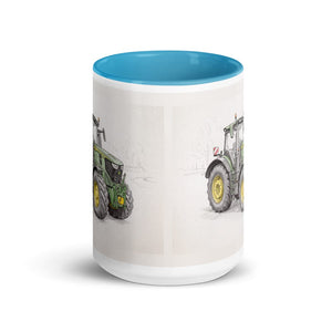 Furrow & Fields John Deere 6R 250 Pencil Sketch | 15 oz Mug with Color Inside Quality Farmers Merch
