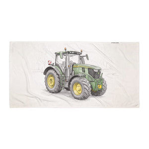Furrow & Fields John Deere 6R 250 Pencil Sketch | Beach Towel Quality Farmers Merch