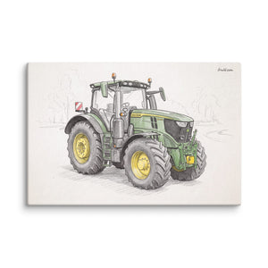 Furrow & Fields John Deere 6R 250 Pencil Sketch | Canvas Quality Farmers Merch