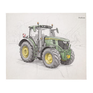 Furrow & Fields John Deere 6R 250 Pencil Sketch | Throw Blanket Quality Farmers Merch