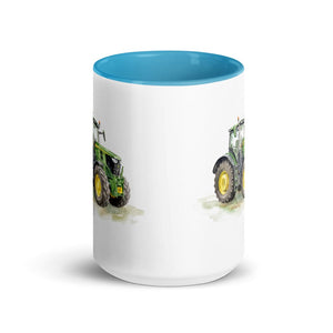 Furrow & Fields John Deere 6R 250 Watercolor | 15 oz Mug with Color Inside Quality Farmers Merch