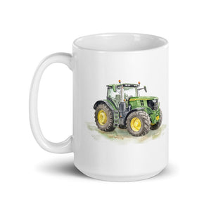 Furrow & Fields John Deere 6R 250 Watercolor | White Glossy Mug Quality Farmers Merch