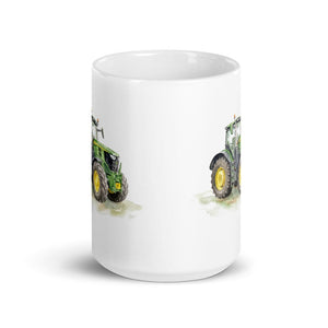 Furrow & Fields John Deere 6R 250 Watercolor | White Glossy Mug Quality Farmers Merch