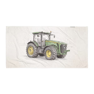Furrow & Fields John Deere 8345R Pencil Sketch | Beach Towel Quality Farmers Merch