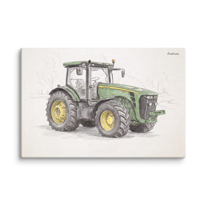 Furrow & Fields John Deere 8345R Pencil Sketch | Canvas Quality Farmers Merch