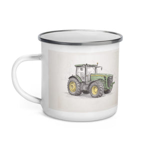 Furrow & Fields John Deere 8345R Pencil Sketch | Enamel Mug Quality Farmers Merch