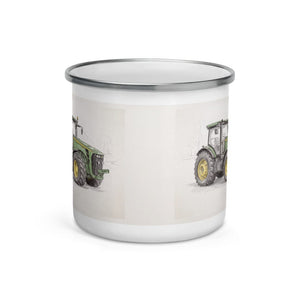 Furrow & Fields John Deere 8345R Pencil Sketch | Enamel Mug Quality Farmers Merch