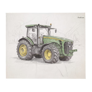 Furrow & Fields John Deere 8345R Pencil Sketch | Throw Blanket Quality Farmers Merch