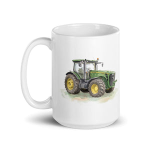 Furrow & Fields John Deere 8345R Watercolor | White Glossy Mug Quality Farmers Merch