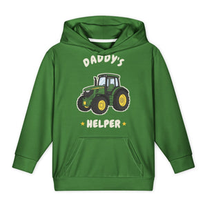 Furrow & Fields Kids All-Over Hoodie Daddy's Helper John Deere 6R 250 | Kids All-Over Hoodie Quality Farmers Merch