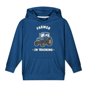 Furrow & Fields Kids All-Over Hoodie Farmer in Training New Holland TM 155 | Kids All-Over Hoodie Quality Farmers Merch